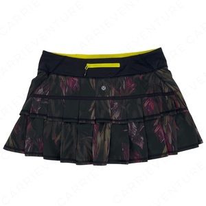 lululemon athletica Black Floral Tiered Tennis Skort with Yellow Trim